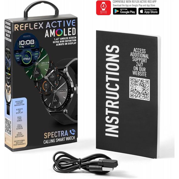 Reflex Active Spectra Amoled Calling Smart Black Strap Watch