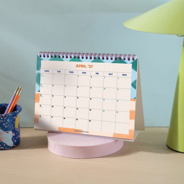 Academic Year A5 Desk Calendar 2026-2027 | Coastal Stripes