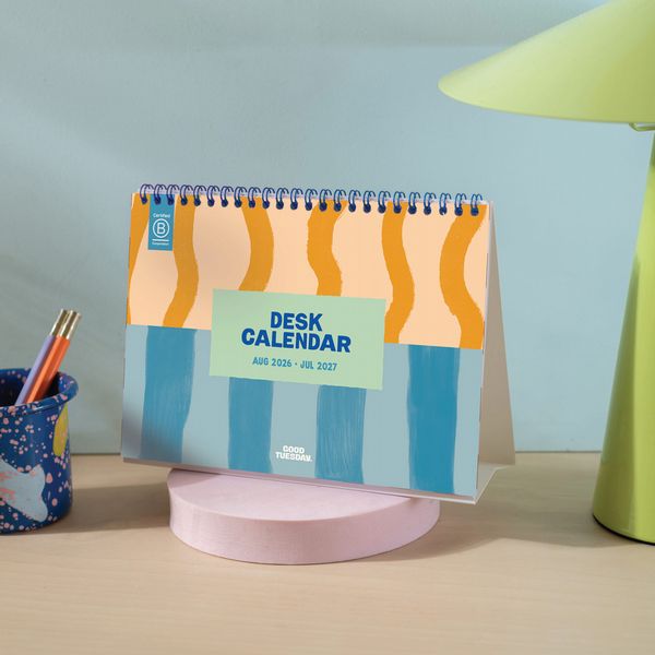 Academic Year A5 Desk Calendar 2026-2027 | Coastal Stripes