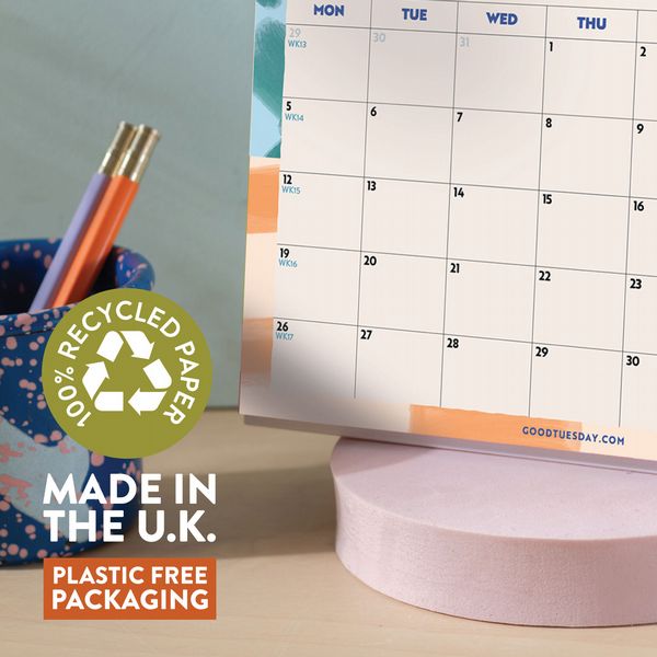 Academic Year A5 Desk Calendar 2026-2027 | Coastal Stripes