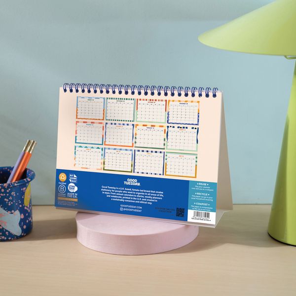 Academic Year A5 Desk Calendar 2026-2027 | Coastal Stripes