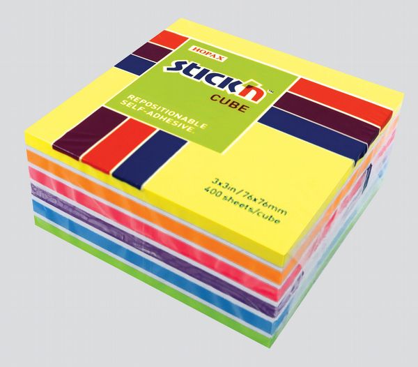 Stick N Cube Neon/Pastel Sticky Notes 76x76