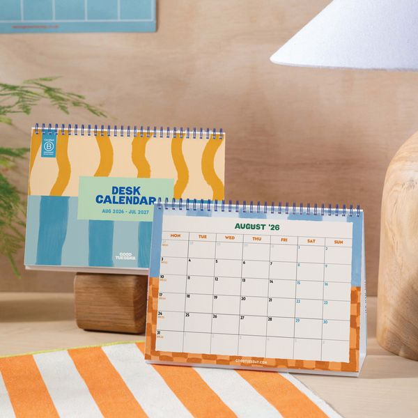 Academic Year A5 Desk Calendar 2026-2027 | Coastal Stripes