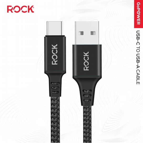 Rock Go Power Braided 1 Metre USB-C To USB Charging Cable