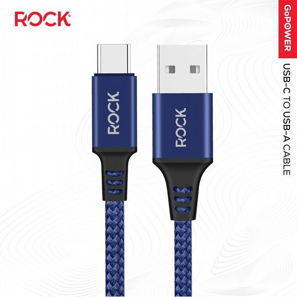 Rock Go Power Braided 1 Metre USB-C To USB Charging Cable