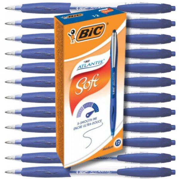 Bic Atlantis Premium 1.0mm Blue Retractable Ballpoint Pen (12 Pack) 902132