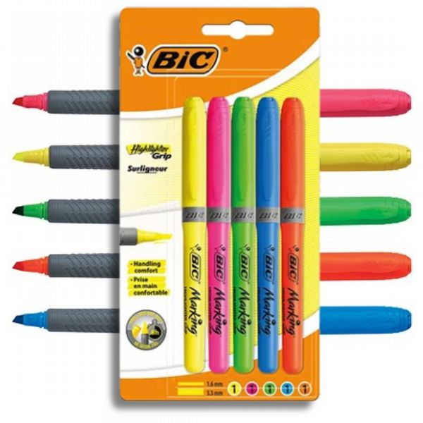 BIC Highlighter Grip Assorted (5 Pack) 894324