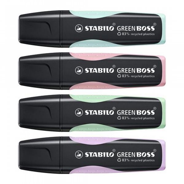 Stabilo Green Boss Highlighters Assorted Pastel (4 Pack) 1523155