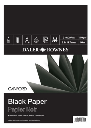 Daler Rowney: A4 Black Paper Canford Pad 150gsm - 30 Sheets